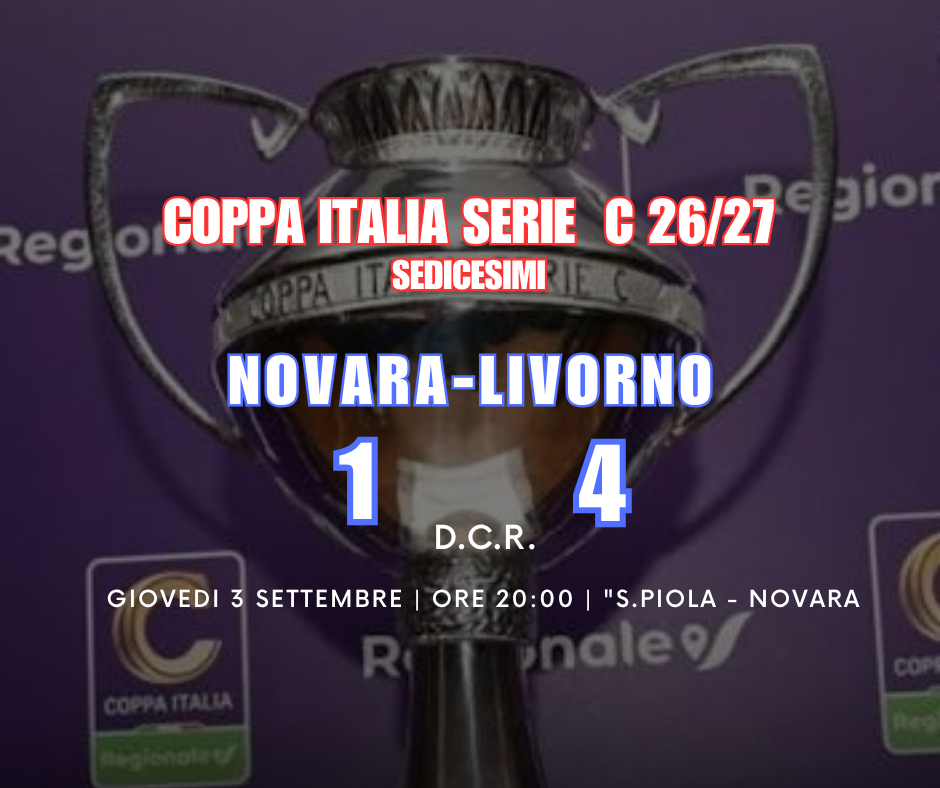 Coppa Italia: Novara-Livorno 1-4 (D.C.R.) il tabellino del match